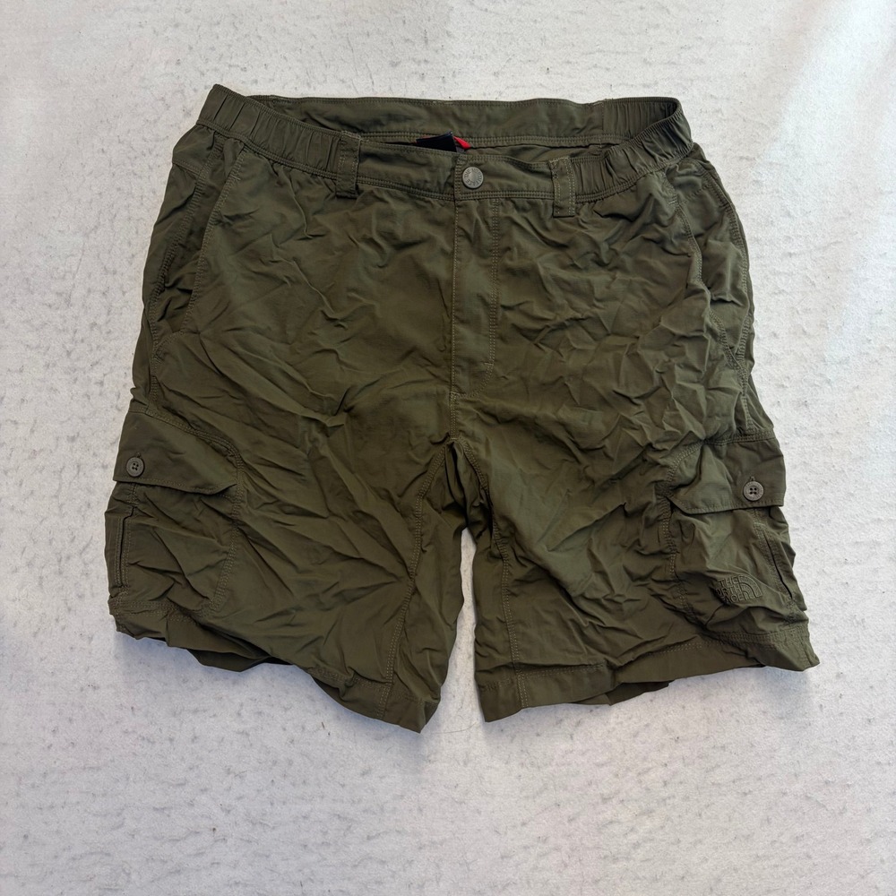 The North Face Cargo Shorts Mens Medium Green Nylon Hiking Outdoor